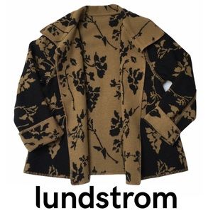 Linda Lundstrom Artwear Reversible Open Front Jacket, Black/Honey, Sz 12/L, NWOT